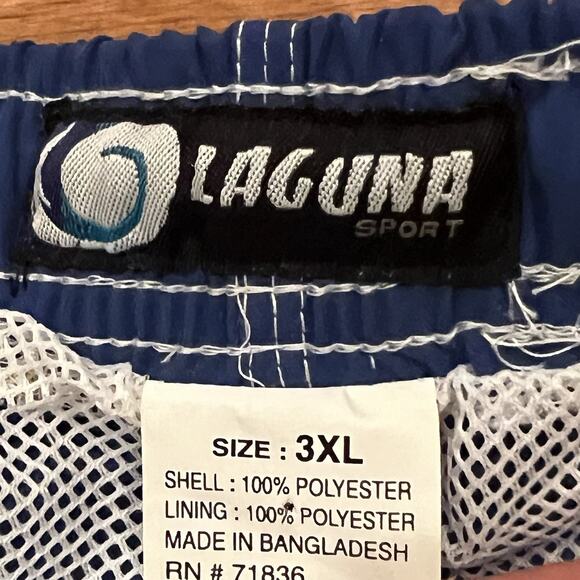 NEW Laguna Sport Swim Trunks Board Shorts Blue Mens Size 3XL Pockets Mesh Lined - Picture 4 of 14